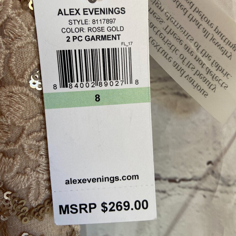 Alex Evenings Floral Embroidered Gown With Shawl - Picture 7 of 9